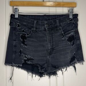 American Eagle Outfitters Black-Wash Denim Shorts
